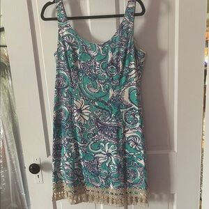 Lilly Pulitzer Teal and Navy Paisley Mini Dress